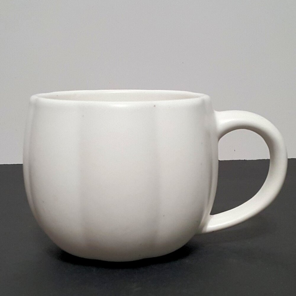 NEW RARE Kirklands White Ceramic Pumpkin Mug 16 OZ Stoneware